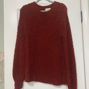 An oversized fall sweater with a balloon type sleeve